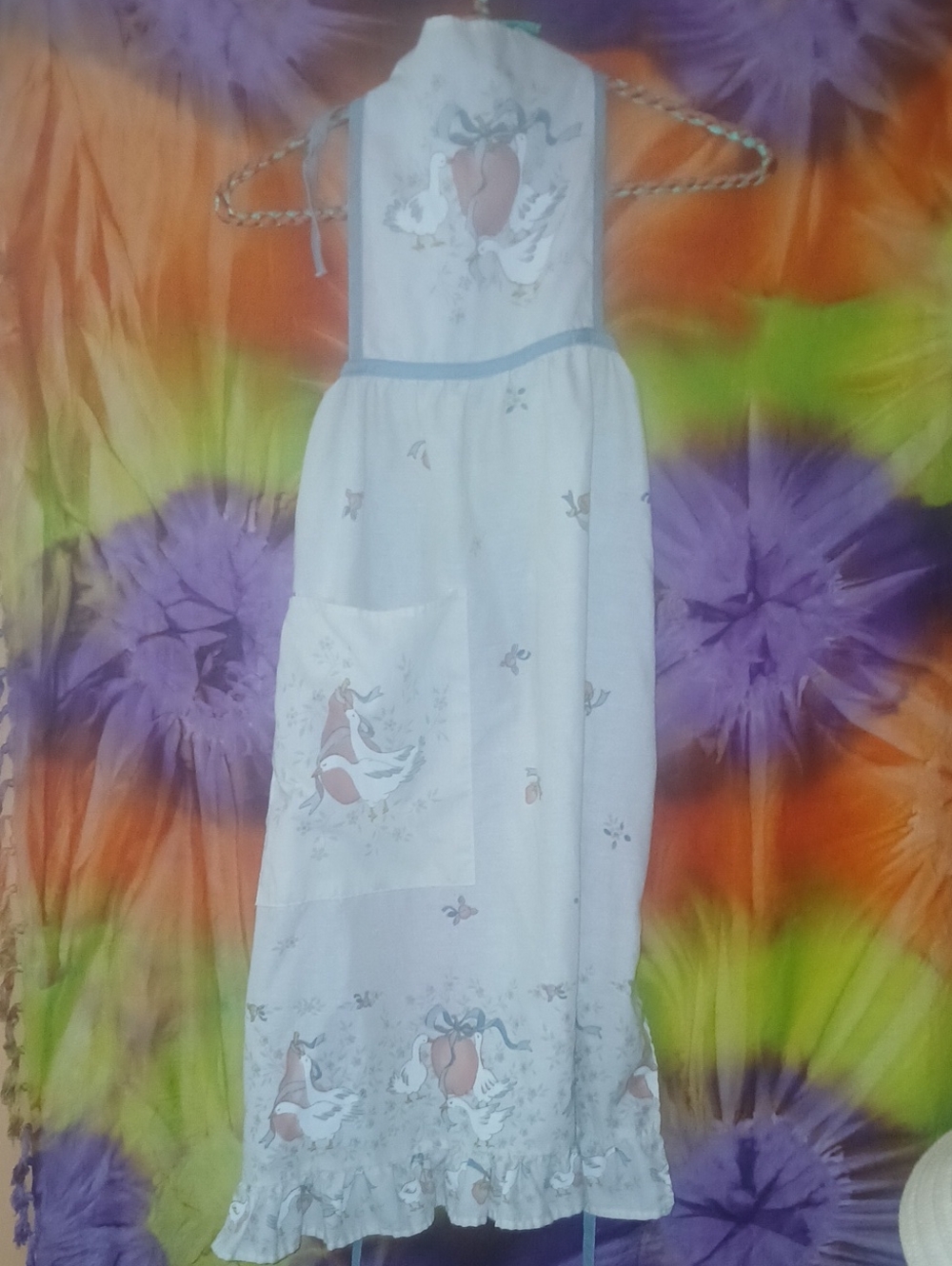 Vintage 80's Goose Print Cottagecore Kitchen Apron